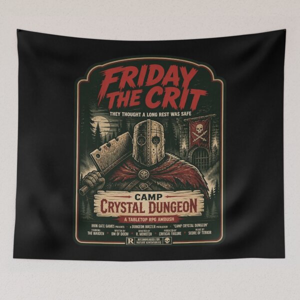 Item preview, Friday The Crit Slasher Movie Poster Shirt Camp Crystal Dungeon Funny RPG Tee designed and sold by Dice_Goblin_Studio.