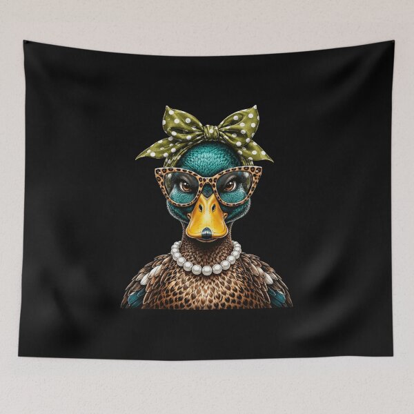 Item preview, duck quirky retro fashion portrait with polka dot bow designed and sold by anapldv.