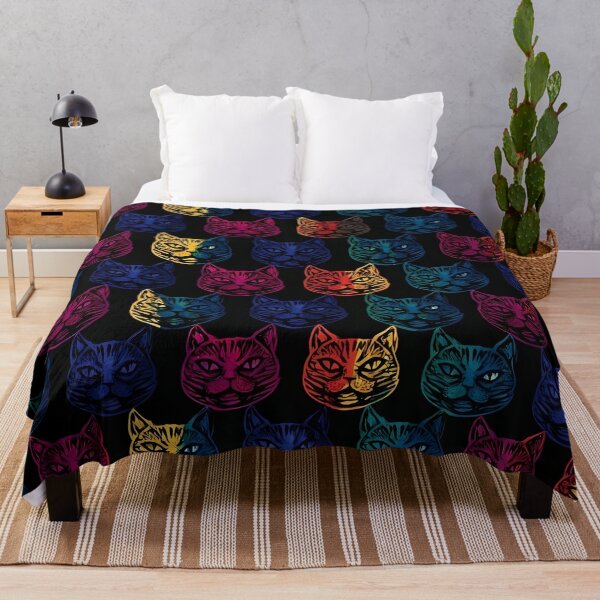 Item preview, Psychedelic Neon Cat Faces Seamless Pattern designed and sold by Lunat1kk.