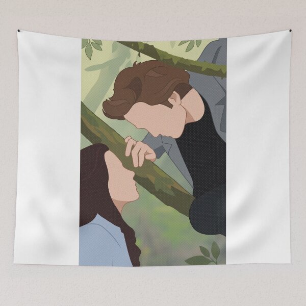 Item preview, Silhouette of Edward and Bella Cullen in the forest designed and sold by LadyCartoon.