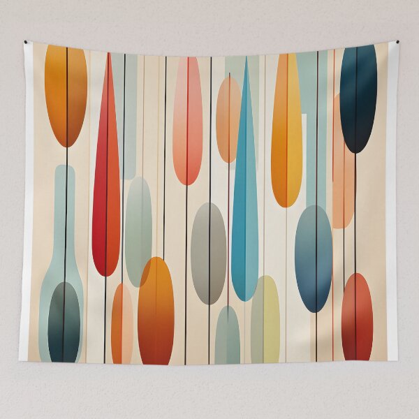 Item preview, Mid Century Modern Abstract Ovals and Lines designed and sold by Amalia Gutyz.