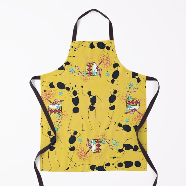 Aperçu de l'œuvre Silhouettes dansantes et tambours parlants – Motif jaune festif créée et vendue par designsbyAdira.