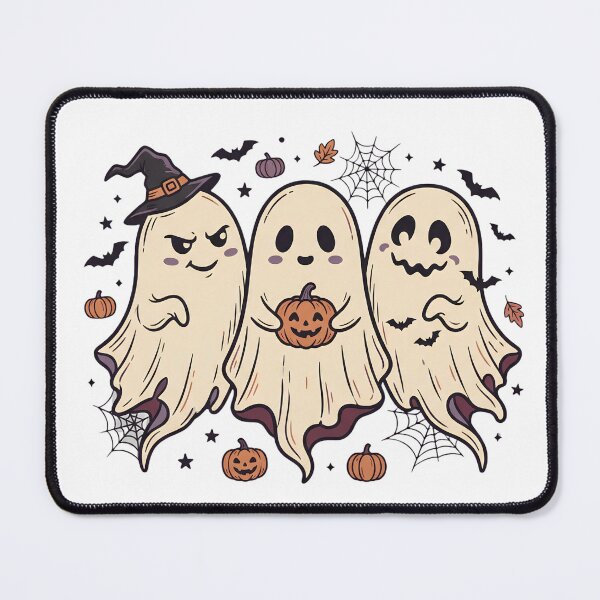 Item preview, Cute Halloween Ghost Trio with Witch Hat, Pumpkins and Bats Illustration designed and sold by abdelski.