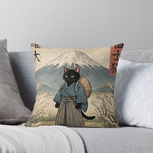 Item preview, Japanese Samurai Black Cat Mount Fuji Visit designed and sold by Fictio ⭐​⭐​⭐​⭐​⭐​.