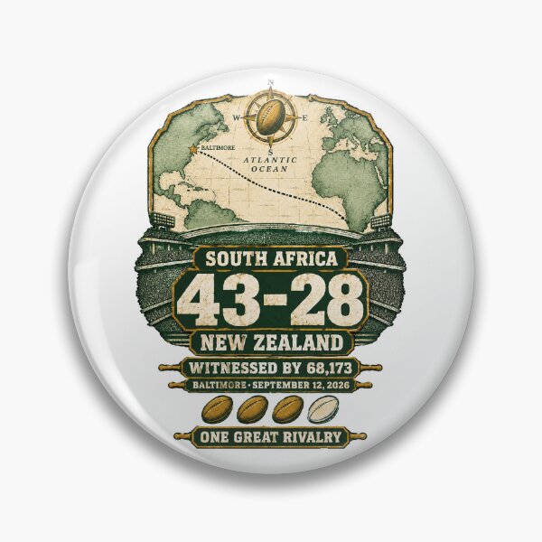 Item preview, South Africa vs New Zealand 43-28 Transatlantic Tour Baltimore Rugby designed and sold by HippyTees.