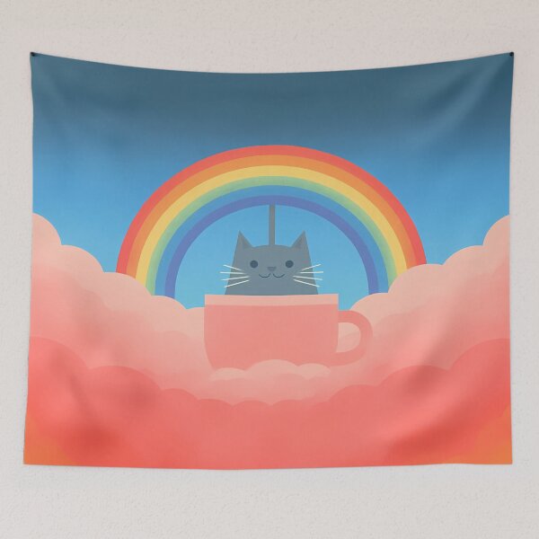 Item preview, Cute Rainbow Teacup Cat Cloud Art designed and sold by Lunat1kk.