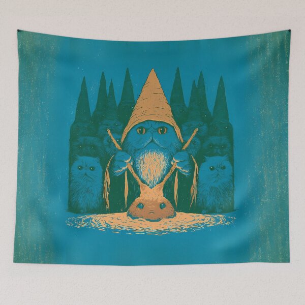 Item preview, Blue Wizard Cat Forest Ritual Art designed and sold by Lunat1kk.