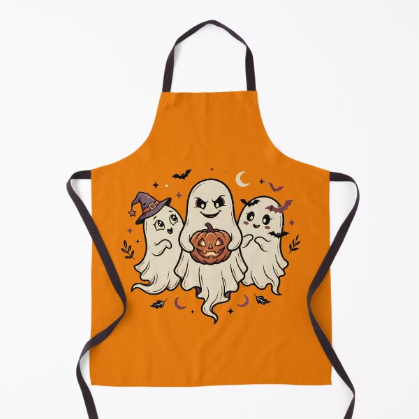 Item preview, Cute Halloween Ghost Trio with Witch Hat, Glowing Jack-o-Lantern and Bats Illustration designed and sold by abdelski.