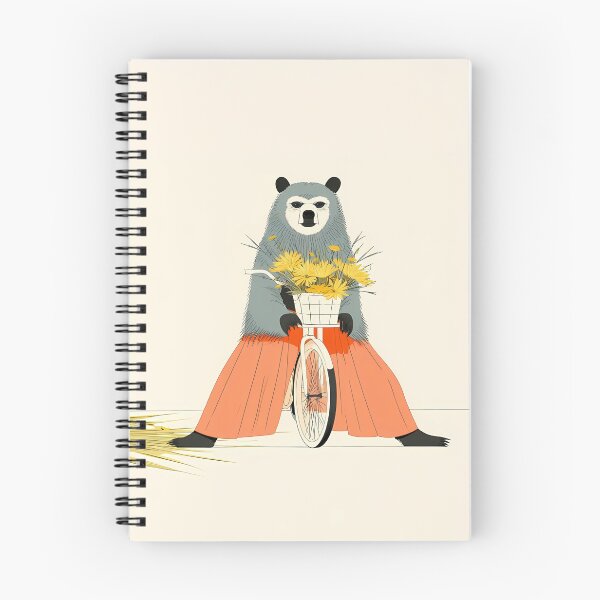 Item preview, Whimsical Folk Art Bear on Bicycle designed and sold by Lunat1kk.