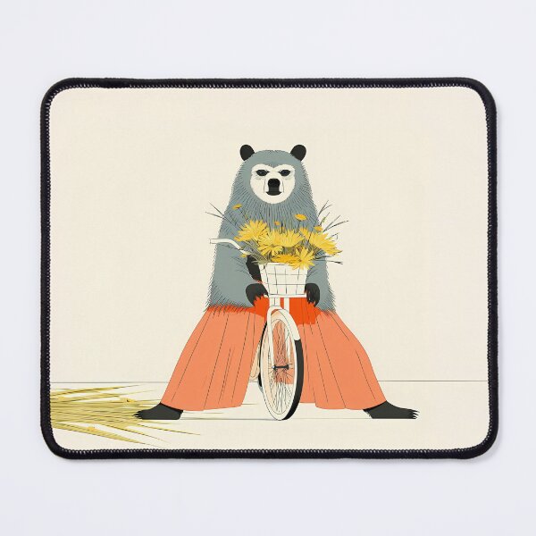 Item preview, Whimsical Folk Art Bear on Bicycle designed and sold by Lunat1kk.