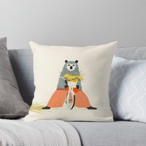 Item preview, Whimsical Folk Art Bear on Bicycle designed and sold by Lunat1kk.