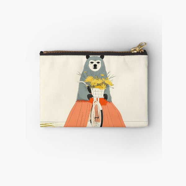 Item preview, Whimsical Folk Art Bear on Bicycle designed and sold by Lunat1kk.