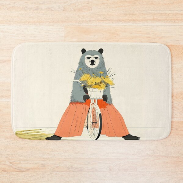 Item preview, Whimsical Folk Art Bear on Bicycle designed and sold by Lunat1kk.
