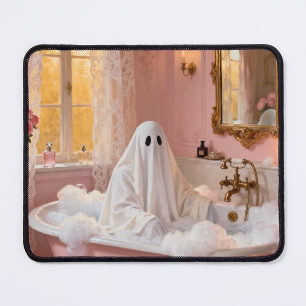Item preview, Pink Ghost Bath Halloween Print - Cute Spooky Bathroom Wall Art - A3 A4 A5 - Feminine Autumn Decor designed and sold by QuietCanvasArtworks.