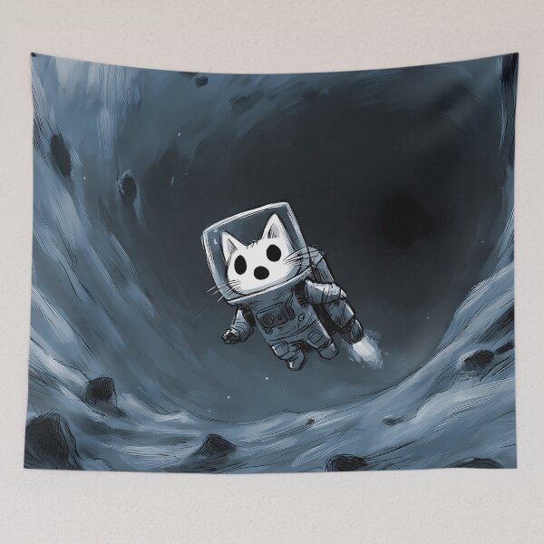Item preview, Space Astronaut Cat Floating in Void Art designed and sold by Lunat1kk.