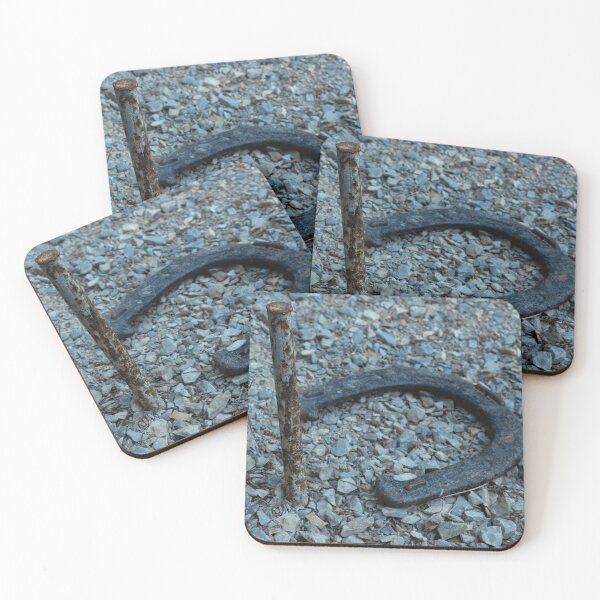 Item preview, Close-up of old horseshoe and rusty peg in gravel designed and sold by lisavonbiela.