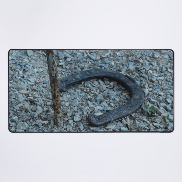 Item preview, Close-up of old horseshoe and rusty peg in gravel designed and sold by lisavonbiela.