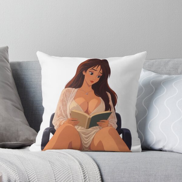 Item preview, Brunette Girl Reading Book Lace Robe - Retro 90s Cartoon Style designed and sold by  Hollow Moon Studios..