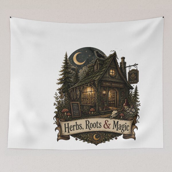Item preview, Herbs, Roots & Magic Midnight Herbal Cottage designed and sold by LiviuGligoros.
