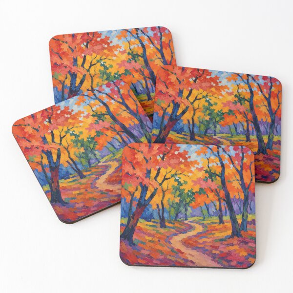 Artikelvorschau, Vibrant Autumn Forest Path Expressionist Painting entworfen und verkauft von Amalia Gutyz.