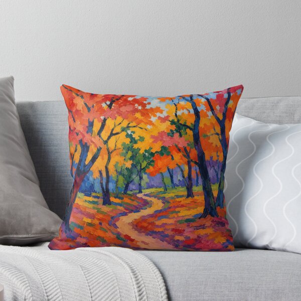 Aperçu de l'œuvre Vibrant Autumn Forest Path Expressionist Painting créée et vendue par GutyzDesignsES.