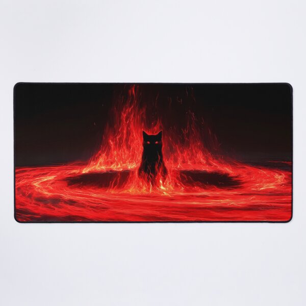 Item preview, Fiery Black Cat Ring of Fire Art designed and sold by Lunat1kk.
