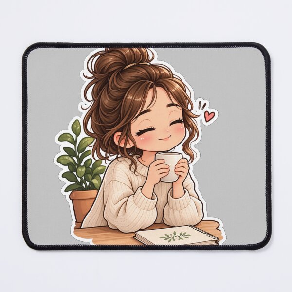 Item preview, Cozy Coffee Girl Cute Chibi Journaling Graphic designed and sold by NovaToons.