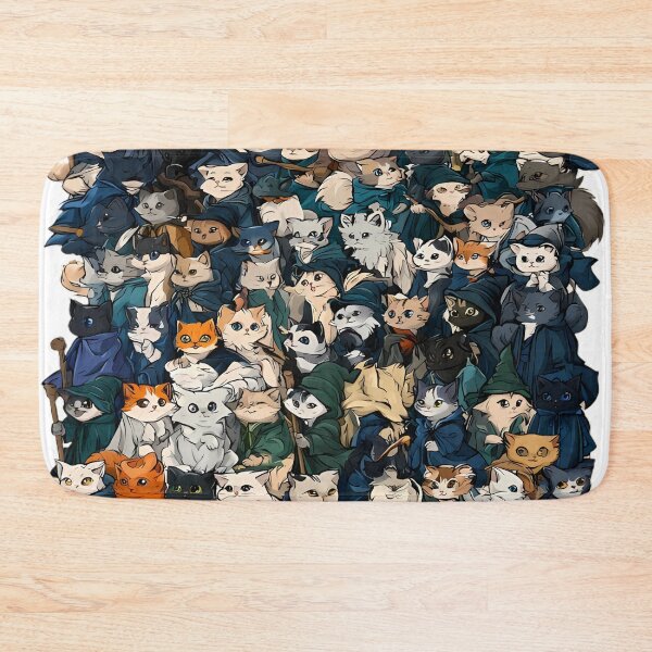 Item preview, Fantasy Wizard Cat Crowd Pattern Art designed and sold by Lunat1kk.