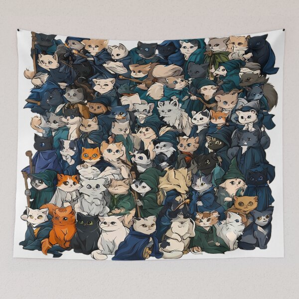 Item preview, Fantasy Wizard Cat Crowd Pattern Art designed and sold by Lunat1kk.