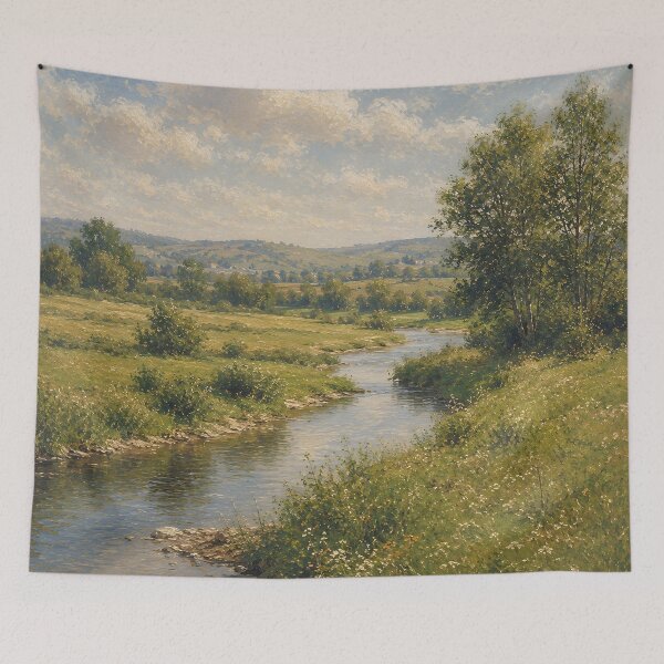 Artikelvorschau, Peaceful River Valley Impressionist Landscape entworfen und verkauft von GutyzDesignsES.