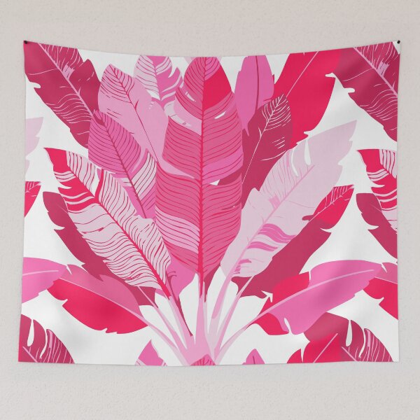 Item preview, Banana Leaf Bunches in Hot Pink + White designed and sold by YesterdayColl.