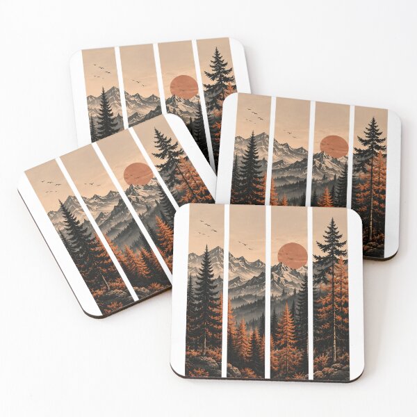 Item preview, Mountain Forest Panels – Autumn Sunset designed and sold by KALIMOOO.