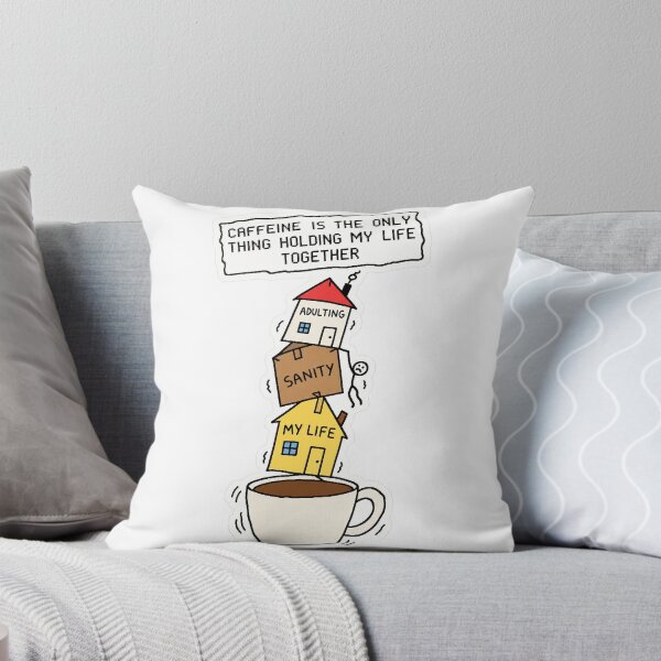 Item preview, Caffeine Is the Only Thing Holding My Life Together — Wobbly Stack Illustration designed and sold by NuretroStudio.