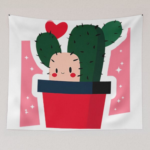 Item preview, Cute Kawaii Cactus Heart Plant Art designed and sold by Lunat1kk.
