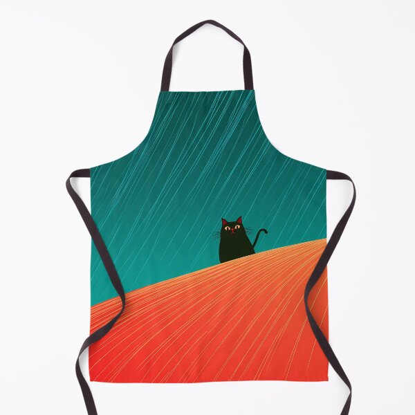 Item preview, Minimalist Black Cat on Orange Hill Art designed and sold by Lunat1kk.
