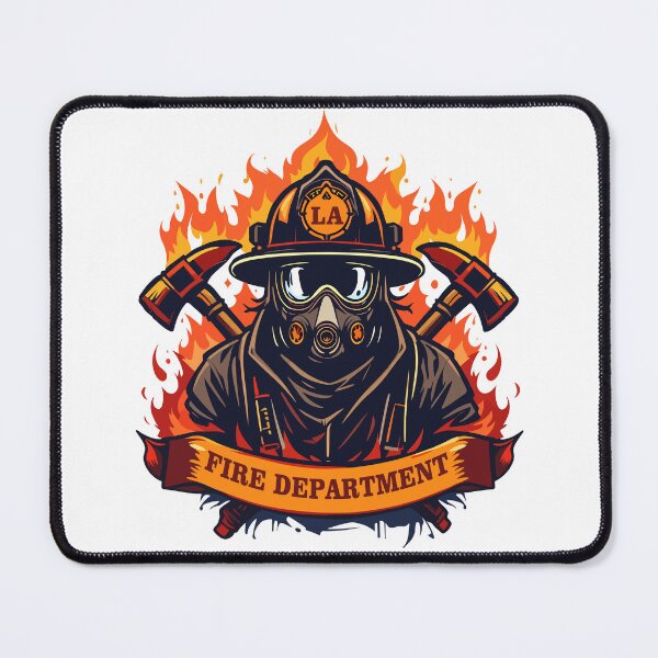 Item preview, Fire Department Hero Firefighter Axe Flames Retro Badge designed and sold by Veverony Design.