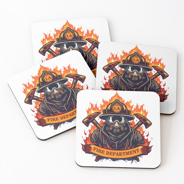 Item preview, Fire Department Hero Firefighter Axe Flames Retro Badge designed and sold by Veverony Design.