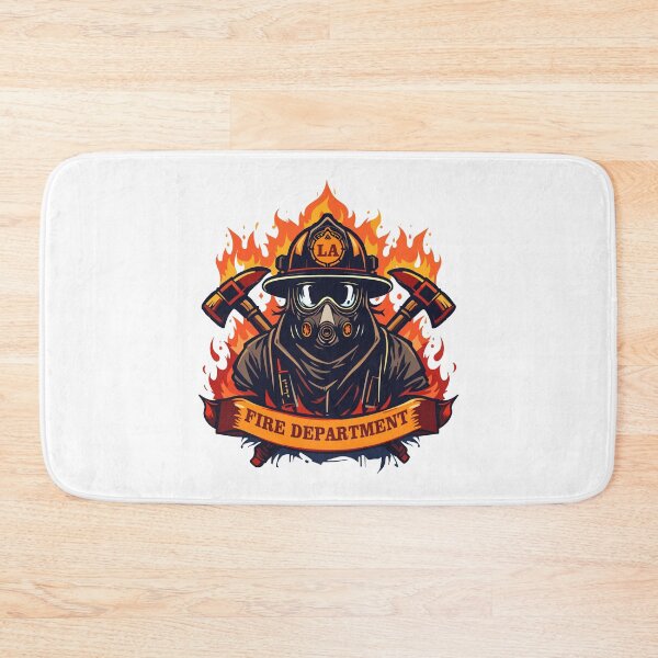 Item preview, Fire Department Hero Firefighter Axe Flames Retro Badge designed and sold by Veverony Design.