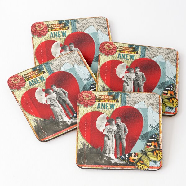 Item preview, Vintage Romance Red Heart Butterfly Collage designed and sold by AKateWillett.
