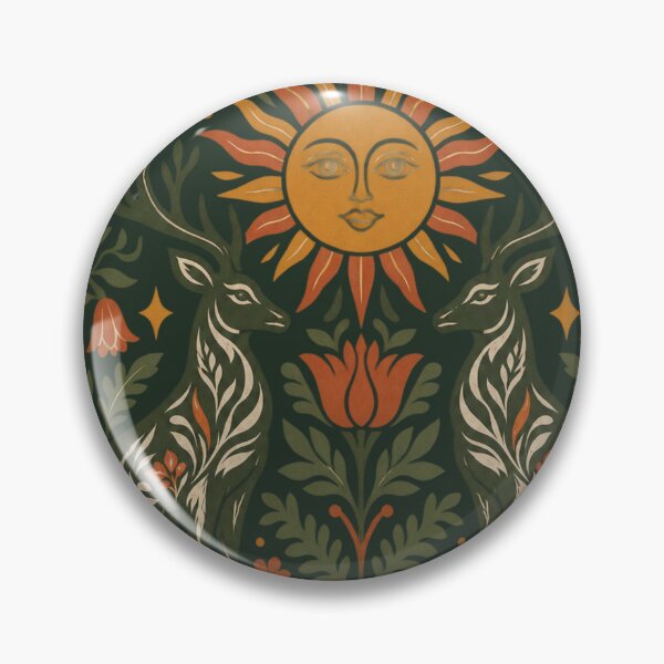Item preview, Rooted In The Wild Cottagecore Folk Art Deer Forest Sun Illustration designed and sold by QCena.