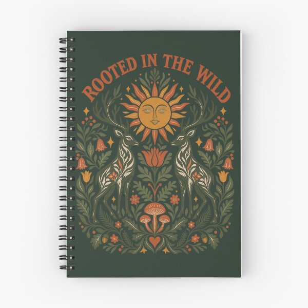 Item preview, Rooted In The Wild Cottagecore Folk Art Deer Forest Sun Illustration designed and sold by QCena.