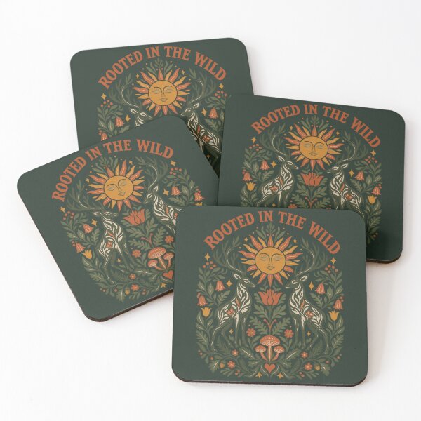Item preview, Rooted In The Wild Cottagecore Folk Art Deer Forest Sun Illustration designed and sold by QCena.