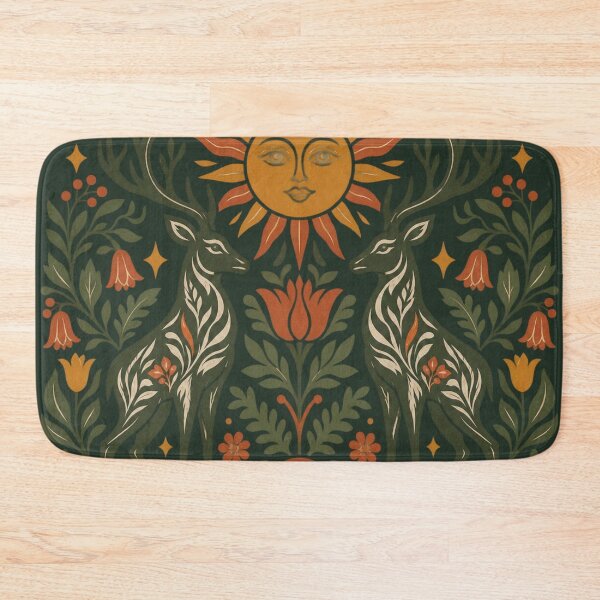 Item preview, Rooted In The Wild Cottagecore Folk Art Deer Forest Sun Illustration designed and sold by QCena.