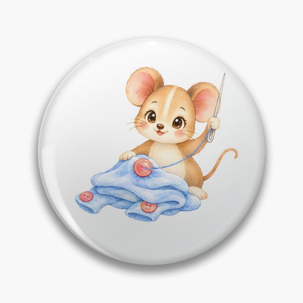 Item preview, Little sewing mouse with needle and blue fabric designed and sold by bambinella.de.