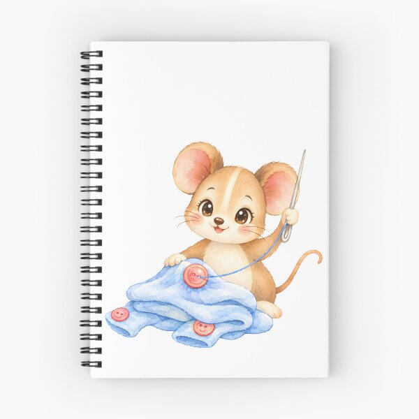 Item preview, Little sewing mouse with needle and blue fabric designed and sold by bambinella.de.