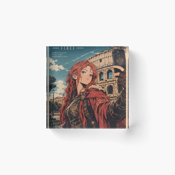 Item preview, Redhead Knight Time Traveler Taking a Selfie at the Colosseum in Rome designed and sold by DibujandoPorfa.
