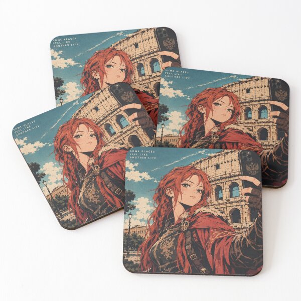 Item preview, Redhead Knight Time Traveler Taking a Selfie at the Colosseum in Rome designed and sold by DibujandoPorfa.