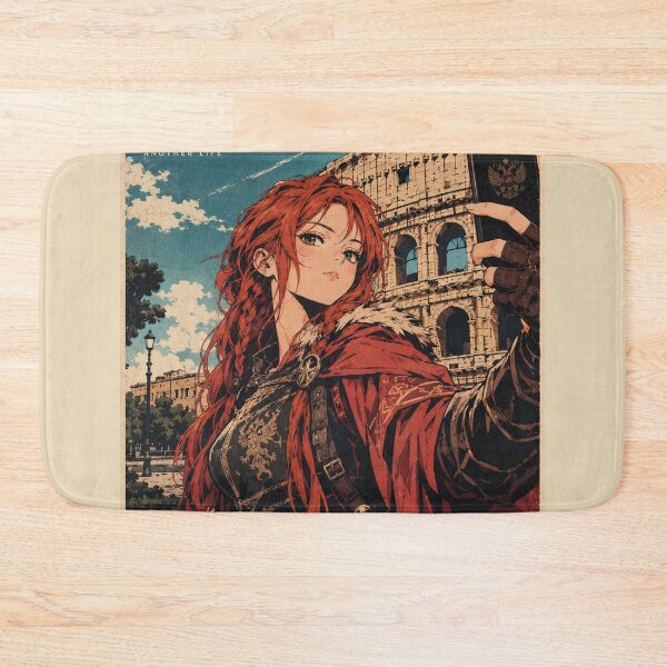 Item preview, Redhead Knight Time Traveler Taking a Selfie at the Colosseum in Rome designed and sold by DibujandoPorfa.