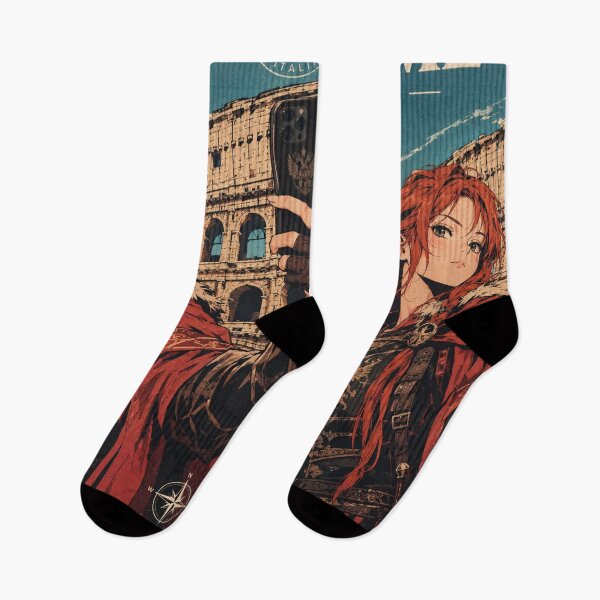Item preview, Redhead Knight Time Traveler Taking a Selfie at the Colosseum in Rome designed and sold by DibujandoPorfa.