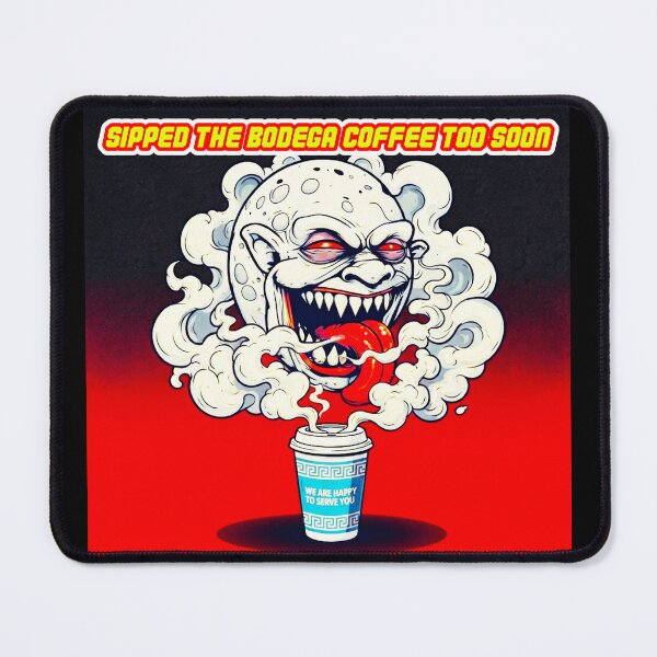 Item preview, Monday Morning Bodega Coffee Burn - Retro Horror Moon designed and sold by OmniaGlobal.